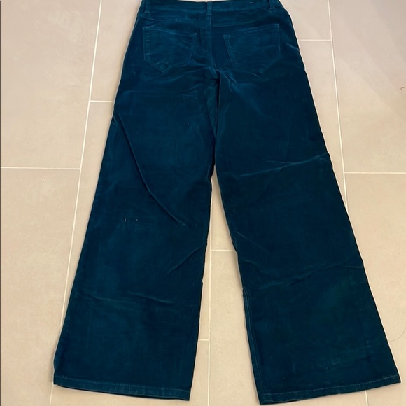 Women's Blue/GreenHi-Rise Wide Leg Velour Pants - Picture 3 of 7